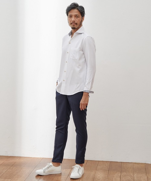 UNION STATION（ユニオンステーション）の「【EFFORTLESS】ヘリンボン柄カッタウェイシャツ/スキッパーシャツ（シャツ/ブラウス・メンズ・ホワイト/ブラック/ブルー・LL/M/L）」の18枚目の写真