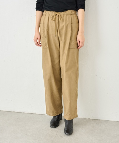 BEARDSLEY(ビアズリー)の「ポケットパンツ:ウエスト総ゴム 履き心地◎小柄・ぽっちゃり(その他パンツ・レディース・ブラック/キャメル・FREE)」の1枚目の写真