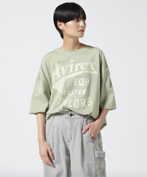 AVIREX（アヴィレックス）の「≪直営店限定≫PRODUCT DYEING VINTAGE T-SHIRT/ プロダクトダイヴィンテージＴシャツ（Tシャツ/カットソー・レディース・ライトグリーン/グレー系その他3/チャコール・F）」の5枚目の写真