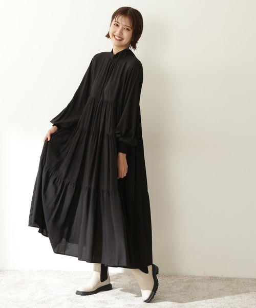 N.(N. Natural Beauty Basic)(エヌエヌナチュラルビューティーベーシック)の「【松井愛莉さん着用】◆前後2WAYリボンタイティアードワンピース(ワンピース・レディース・ブラック/ピンク/グリーン・MEDIUM)」の5枚目の写真