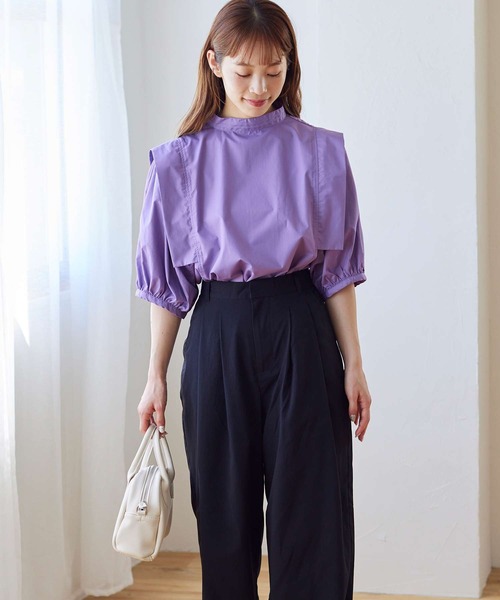 Isn't She?（イズントシー）の「ショルダータックボリュームスリーブブラウス（シャツ/ブラウス・レディース・ブラック/オフホワイト/パープル系・FREE）」の8枚目の写真