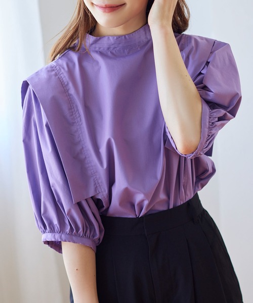 Isn't She?（イズントシー）の「ショルダータックボリュームスリーブブラウス（シャツ/ブラウス・レディース・ブラック/オフホワイト/パープル系・FREE）」の22枚目の写真