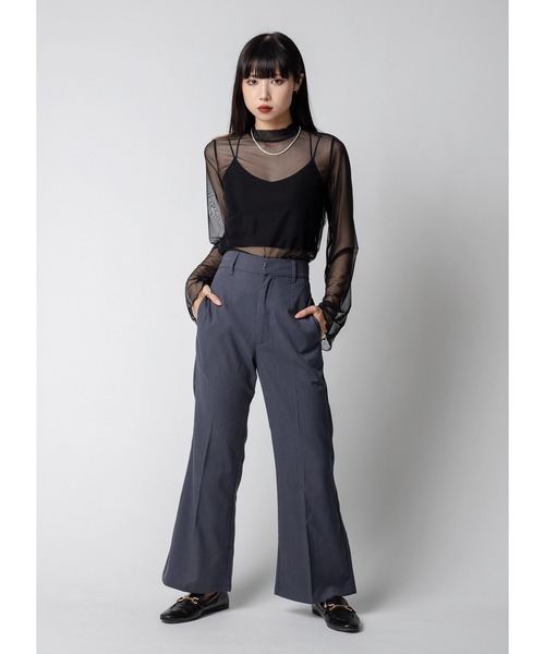 Adoon plain（アドーンプレーン）の「フレアスリーブシアートップス（シャツ/ブラウス・レディース・ブラック/ブルー/ブラック系その他・FREE）」の7枚目の写真