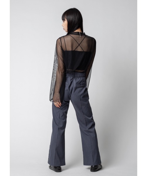 Adoon plain（アドーンプレーン）の「フレアスリーブシアートップス（シャツ/ブラウス・レディース・ブラック/ブルー/ブラック系その他・FREE）」の9枚目の写真