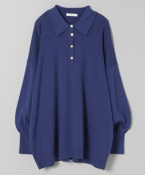 JEANASIS（ジーナシス）の「12Gコットンポロプルオーバー/150739（ニット/セーター・レディース・ブラック/オフホワイト/ブルー・FREE）」の3枚目の写真