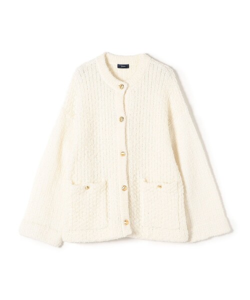 SHIPS（シップス）の「*ツイードニットカーディガン◆（カーディガン/ボレロ・レディース・ブラック/オフホワイト/ブラック系・ONE SIZE）」の4枚目の写真