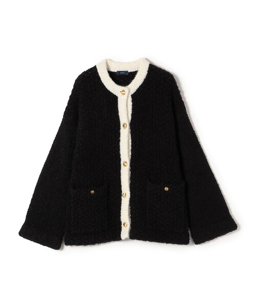 SHIPS（シップス）の「*ツイードニットカーディガン◆（カーディガン/ボレロ・レディース・ブラック/オフホワイト/ブラック系・ONE SIZE）」の6枚目の写真