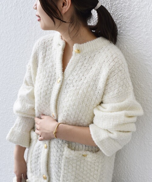 SHIPS（シップス）の「*ツイードニットカーディガン◆（カーディガン/ボレロ・レディース・ブラック/オフホワイト/ブラック系・ONE SIZE）」の14枚目の写真