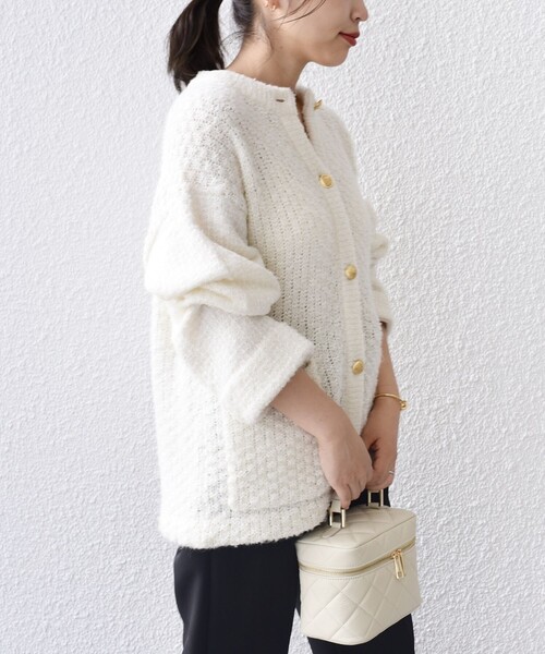 SHIPS（シップス）の「*ツイードニットカーディガン◆（カーディガン/ボレロ・レディース・ブラック/オフホワイト/ブラック系・ONE SIZE）」の17枚目の写真