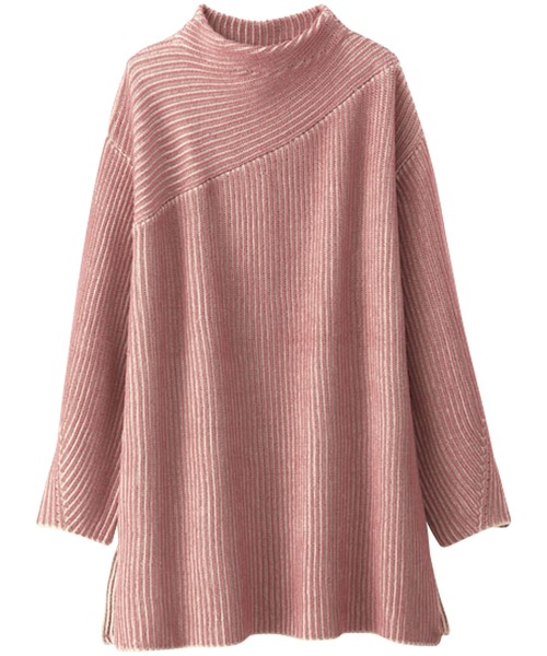 BELLUNA PLUS(ベルーナ)の「ストライプジャカード切替チュニック(チュニック・レディース・ピンク/セージグリーン/モカ/ホワイト×ブラック・LARGE/MEDIUM/X-LARGE)」の6枚目の写真