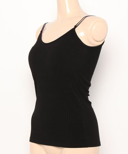 Q（キュー）の「カップ付き リブキャミ（キャミソール・レディース・ベージュ/ブラック・MEDIUM）」の3枚目の写真