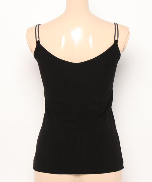 Q（キュー）の「カップ付き リブキャミ（キャミソール・レディース・ベージュ/ブラック・MEDIUM）」の4枚目の写真