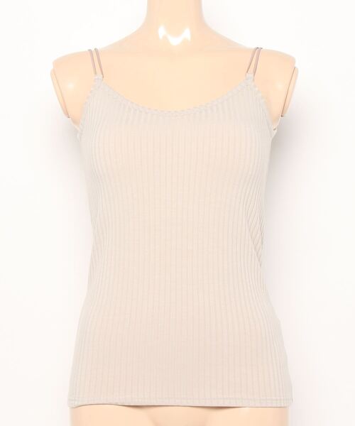 Q（キュー）の「カップ付き リブキャミ（キャミソール・レディース・ベージュ/ブラック・MEDIUM）」の6枚目の写真