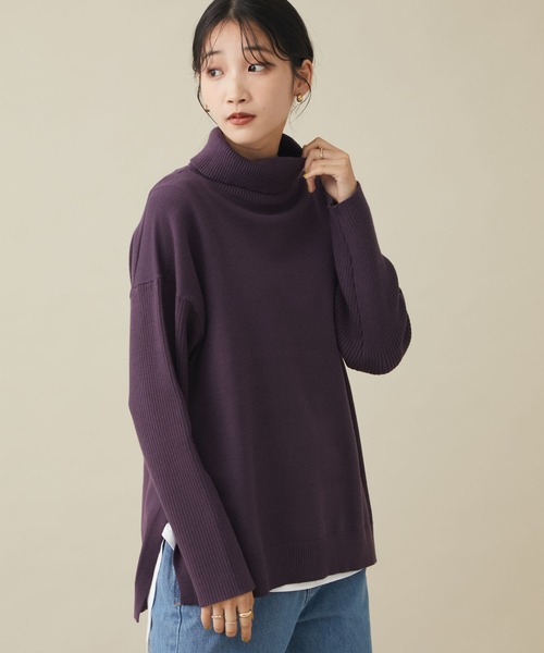 CRAFT STANDARD BOUTIQUE(クラフトスタンダードブティック)の「サイドスリットニットプルオーバー *◆(ニット/セーター・レディース・パープル/グリーン/ブラック/グレー・FREE)」の4枚目の写真