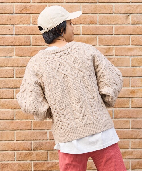 FREAK'S STORE（フリークスストア）の「フィッシャーマン2WAYショートカーディガン（カーディガン/ボレロ・レディース・ベージュ/ネイビー/オフホワイト・ﾌﾘ-）」の14枚目の写真