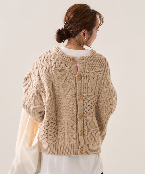 FREAK'S STORE（フリークスストア）の「フィッシャーマン2WAYショートカーディガン（カーディガン/ボレロ・レディース・ベージュ/ネイビー/オフホワイト・ﾌﾘ-）」の16枚目の写真