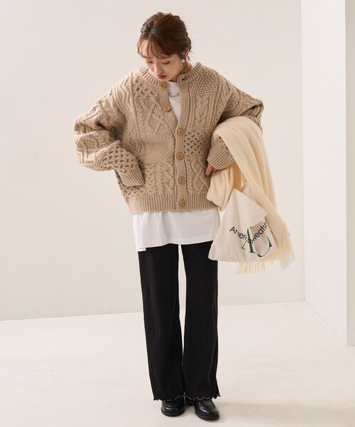 FREAK'S STORE（フリークスストア）の「フィッシャーマン2WAYショートカーディガン（カーディガン/ボレロ・レディース・ベージュ/ネイビー/オフホワイト・ﾌﾘ-）」の18枚目の写真