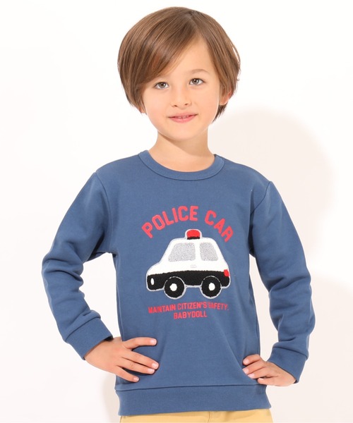 BABYDOLL（ベビードール）の「サガラトレーナー 7275K（スウェット・キッズ・ネイビー/アッシュグレー/チャコールグレー/グリーン/イエロー/モスグリーン/パープル/ベビーピンク/ブルー/ピンク/マスタード/バイオレット・90cm/100cm/110cm/120cm/130cm/140cm）」の6枚目の写真