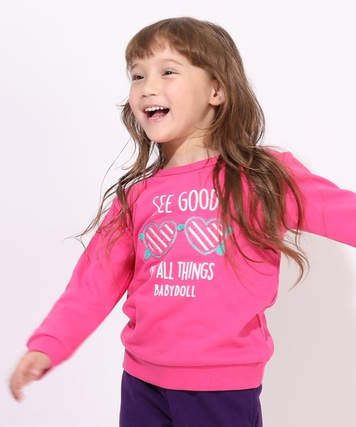 BABYDOLL（ベビードール）の「サガラトレーナー 7275K（スウェット・キッズ・ネイビー/アッシュグレー/チャコールグレー/グリーン/イエロー/モスグリーン/パープル/ベビーピンク/ブルー/ピンク/マスタード/バイオレット・90cm/100cm/110cm/120cm/130cm/140cm）」の11枚目の写真