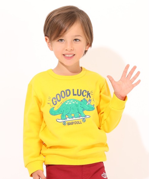 BABYDOLL（ベビードール）の「サガラトレーナー 7275K（スウェット・キッズ・ネイビー/アッシュグレー/チャコールグレー/グリーン/イエロー/モスグリーン/パープル/ベビーピンク/ブルー/ピンク/マスタード/バイオレット・90cm/100cm/110cm/120cm/130cm/140cm）」の9枚目の写真