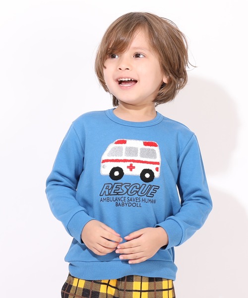 BABYDOLL（ベビードール）の「サガラトレーナー 7275K（スウェット・キッズ・ネイビー/アッシュグレー/チャコールグレー/グリーン/イエロー/モスグリーン/パープル/ベビーピンク/ブルー/ピンク/マスタード/バイオレット・90cm/100cm/110cm/120cm/130cm/140cm）」の7枚目の写真