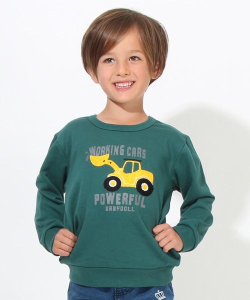 BABYDOLL（ベビードール）の「サガラトレーナー 7275K（スウェット・キッズ・ネイビー/アッシュグレー/チャコールグレー/グリーン/イエロー/モスグリーン/パープル/ベビーピンク/ブルー/ピンク/マスタード/バイオレット・90cm/100cm/110cm/120cm/130cm/140cm）」の5枚目の写真