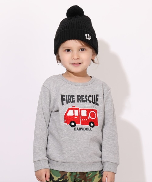 BABYDOLL（ベビードール）の「サガラトレーナー 7275K（スウェット・キッズ・ネイビー/アッシュグレー/チャコールグレー/グリーン/イエロー/モスグリーン/パープル/ベビーピンク/ブルー/ピンク/マスタード/バイオレット・90cm/100cm/110cm/120cm/130cm/140cm）」の3枚目の写真