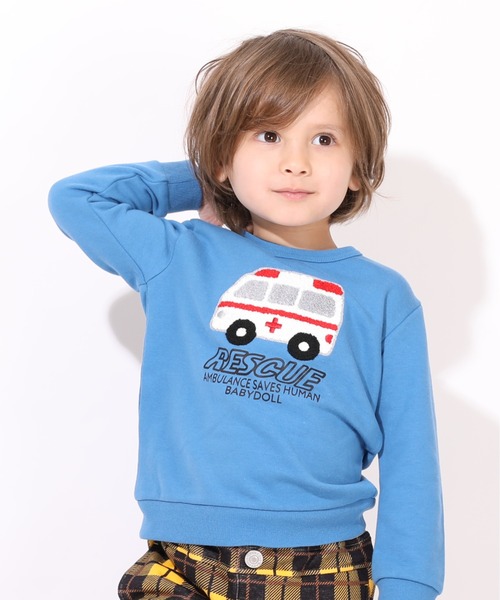 BABYDOLL（ベビードール）の「サガラトレーナー 7275K（スウェット・キッズ・ネイビー/アッシュグレー/チャコールグレー/グリーン/イエロー/モスグリーン/パープル/ベビーピンク/ブルー/ピンク/マスタード/バイオレット・90cm/100cm/110cm/120cm/130cm/140cm）」の15枚目の写真