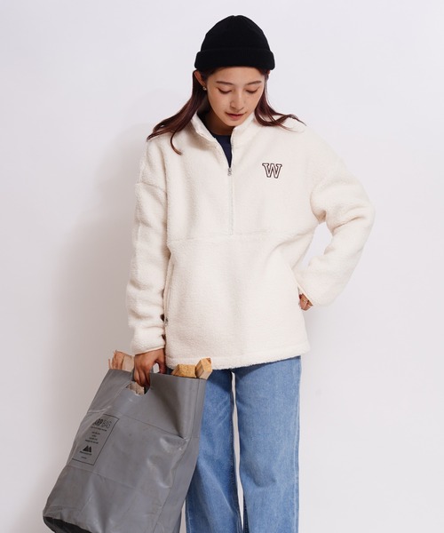 GIORDANO（ジョルダーノ）の「[ GIORDANO ]シープボアハーフジップフリースジャケット（ブルゾン・レディース・ホワイト・MEDIUM/LARGE）」の12枚目の写真