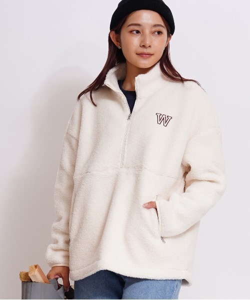 GIORDANO（ジョルダーノ）の「[ GIORDANO ]シープボアハーフジップフリースジャケット（ブルゾン・レディース・ホワイト・MEDIUM/LARGE）」の10枚目の写真