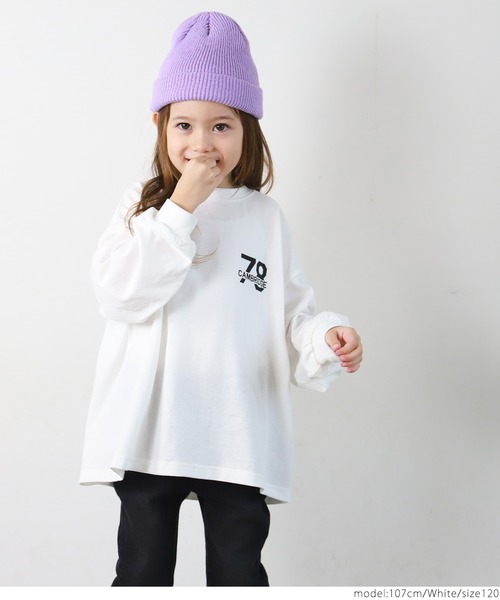 coca（coca）（コカ）の「キッズ 親子お揃いカットソーアソートプリントルーズシルエットロンT（Tシャツ/カットソー・キッズ・ホワイト/ブラウン/ブラック/アイボリー・100/110/120/130/140）」の9枚目の写真