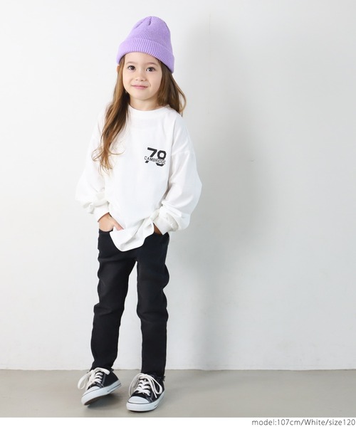 coca（coca）（コカ）の「キッズ 親子お揃いカットソーアソートプリントルーズシルエットロンT（Tシャツ/カットソー・キッズ・ホワイト/ブラウン/ブラック/アイボリー・100/110/120/130/140）」の12枚目の写真