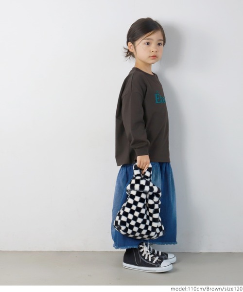 coca（coca）（コカ）の「キッズ 親子お揃いカットソーアソートプリントルーズシルエットロンT（Tシャツ/カットソー・キッズ・ホワイト/ブラウン/ブラック/アイボリー・100/110/120/130/140）」の21枚目の写真