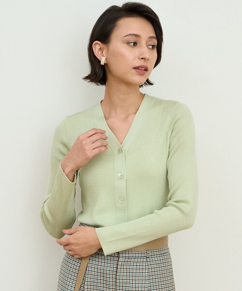 ANAYI（アナイ）の「ウールシルクリブVネック カーディガン