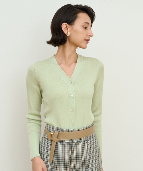 ANAYI（アナイ）の「ウールシルクリブVネック カーディガン（カーディガン/ボレロ・レディース・ブラック/ミント/ブラウン/ホワイト・38/36）」の18枚目の写真