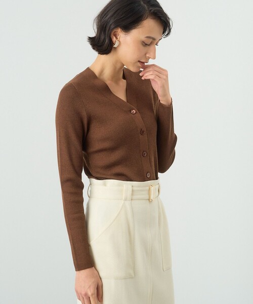 ANAYI（アナイ）の「ウールシルクリブVネック カーディガン（カーディガン/ボレロ・レディース・ブラック/ミント/ブラウン/ホワイト・38/36）」の19枚目の写真