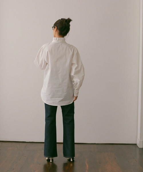 N WITH.（エヌウィズ）の「フリルネックブラウス（シャツ/ブラウス・レディース・ベージュ/ホワイト・FREE）」の5枚目の写真