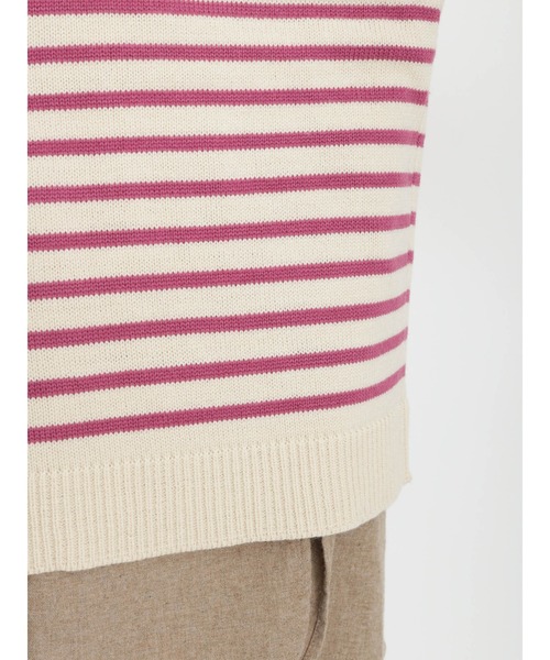 Samansa Mos2（サマンサ モスモス）の「ヘンリーネックボーダー柄前後着2WAYニット（ニット/セーター・レディース・ブルー/ピンク/グリーン/ベージュ/モカ/キナリ・ﾌﾘ-）」の15枚目の写真