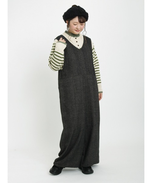 Samansa Mos2（サマンサ モスモス）の「ヘンリーネックボーダー柄前後着2WAYニット（ニット/セーター・レディース・ブルー/ピンク/グリーン/ベージュ/モカ/キナリ・ﾌﾘ-）」の13枚目の写真