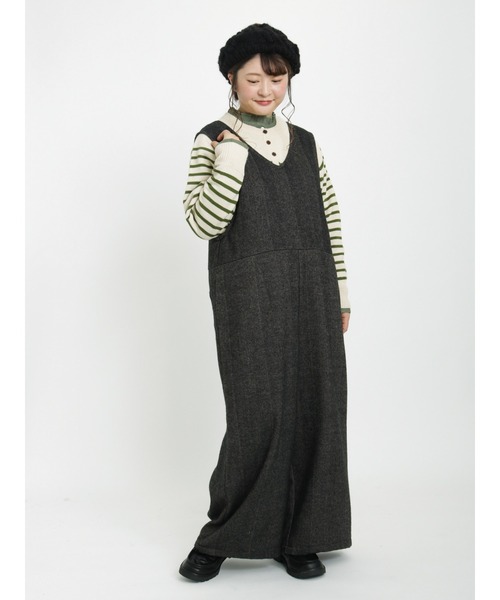 Samansa Mos2（サマンサ モスモス）の「ヘンリーネックボーダー柄前後着2WAYニット（ニット/セーター・レディース・ブルー/ピンク/グリーン/ベージュ/モカ/キナリ・ﾌﾘ-）」の7枚目の写真