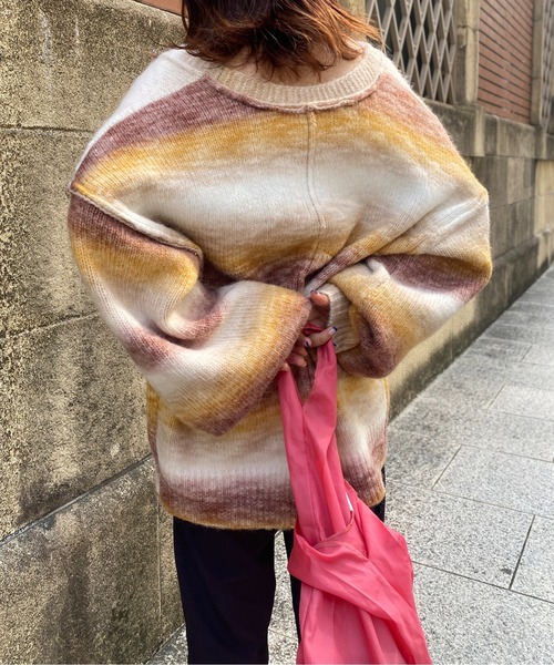 CPCM（シーピーシーエム）の「グラデーションBIGニットカーディガン（カーディガン/ボレロ・レディース・グリーン系その他/パープル/マスタード/グリーン・FREE）」の13枚目の写真