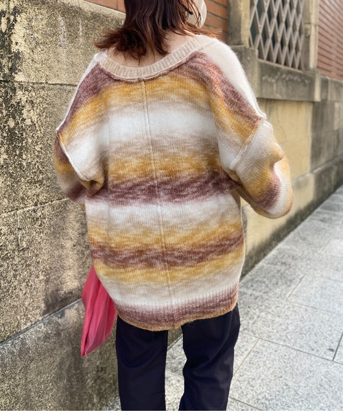 CPCM（シーピーシーエム）の「グラデーションBIGニットカーディガン（カーディガン/ボレロ・レディース・グリーン系その他/パープル/マスタード/グリーン・FREE）」の10枚目の写真