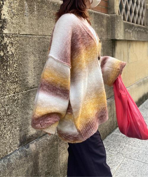 CPCM（シーピーシーエム）の「グラデーションBIGニットカーディガン（カーディガン/ボレロ・レディース・グリーン系その他/パープル/マスタード/グリーン・FREE）」の17枚目の写真