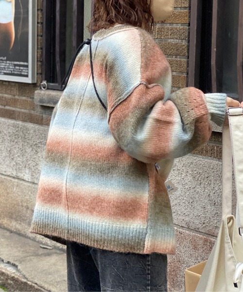 CPCM（シーピーシーエム）の「グラデーションBIGニットカーディガン（カーディガン/ボレロ・レディース・グリーン系その他/パープル/マスタード/グリーン・FREE）」の22枚目の写真