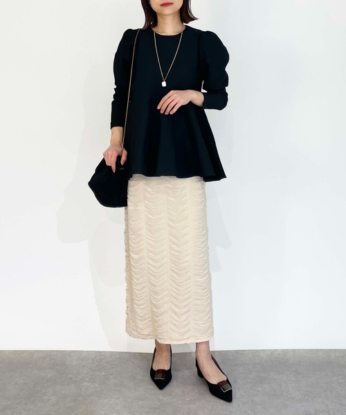 PICCIN(ピッチン)の「シャーリングスカート(セットアップ可能)(スカート・レディース・アイボリー/ブラック・M)」の14枚目の写真