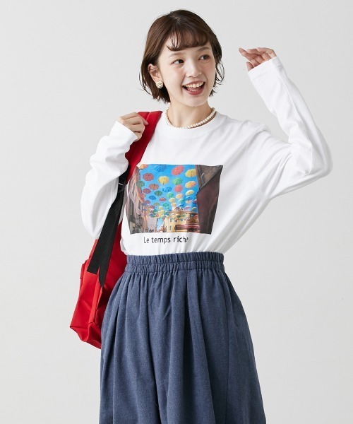Le temps riche(ルタンリッシュ)の「フレンチフォトプリントロングスリーブTシャツ<Le temps riche>(Tシャツ/カットソー・レディース・ホワイト系2/ホワイト系1・M/L)」の2枚目の写真