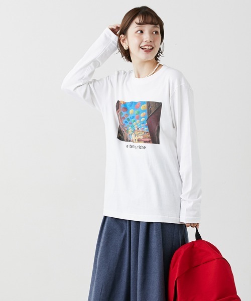 Le temps riche(ルタンリッシュ)の「フレンチフォトプリントロングスリーブTシャツ<Le temps riche>(Tシャツ/カットソー・レディース・ホワイト系2/ホワイト系1・M/L)」の3枚目の写真