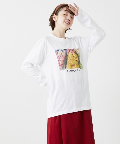 Le temps riche(ルタンリッシュ)の「フレンチフォトプリントロングスリーブTシャツ<Le temps riche>(Tシャツ/カットソー・レディース・ホワイト系2/ホワイト系1・M/L)」の6枚目の写真