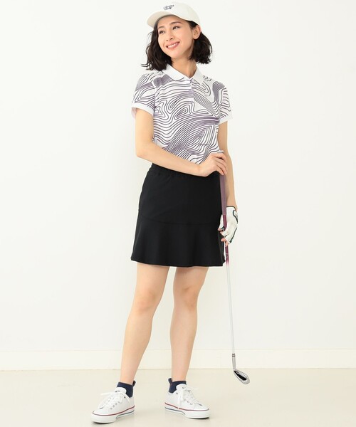 〈WOMEN〉BEAMS GOLF ORANGE LABEL / ライン サイケ ポロシャツ