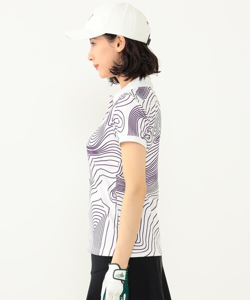 〈WOMEN〉BEAMS GOLF ORANGE LABEL / ライン サイケ ポロシャツ
